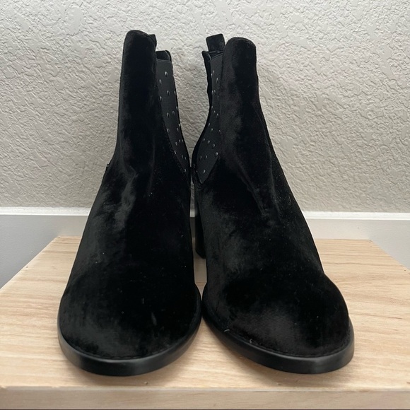 Musse & Cloud Black Mency Velvet Studded Block Heeled Ankle Boots 41 - Picture 3 of 7